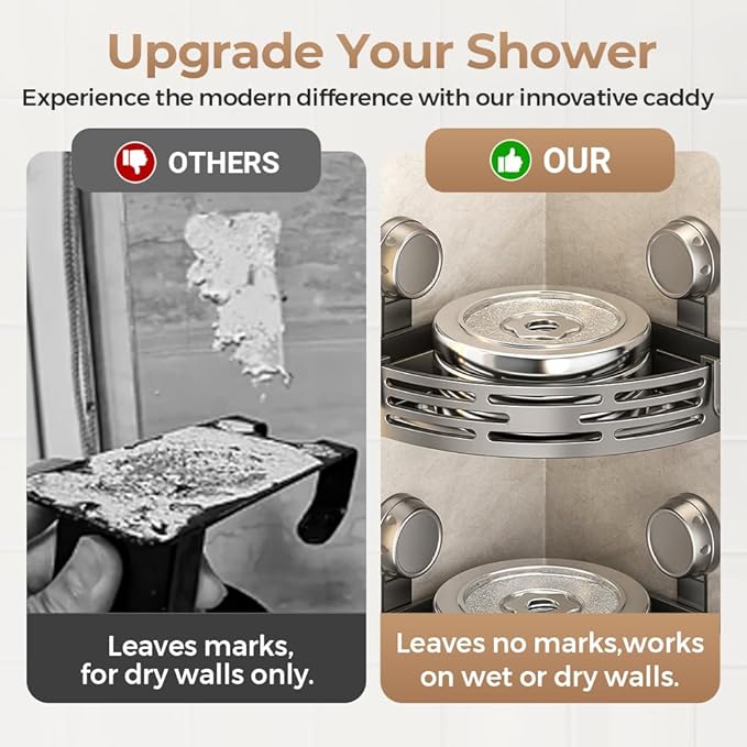 Triangle Suction Cup Corner Shelves, 2026 No Drilling Bathroom Storage Rack, Corner Shower Shelf Suction Cup Shower Caddy Corners Organizer Storage Rack Adhesive with Towel Bar (black, three-layer)