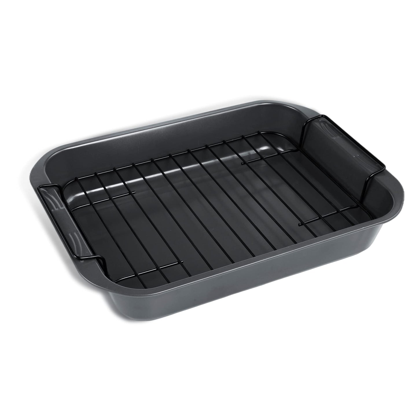 KitCom Nonstick Roasting Pan, Roaster with Cooling Rack and V-Rack - 16 Inch Rectangular Turkey Roaster Lasagna Pan for Easter, Thanksgiving & Christmas, Dishwasher Safe, Bronze