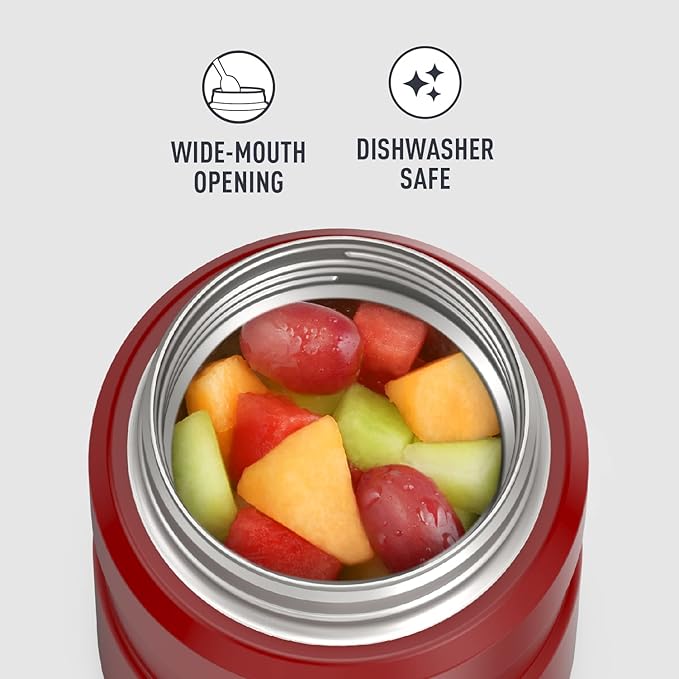THERMOS Stainless King Vacuum-Insulated Food Jar with Spoon, 16 Ounce, Rustic Red (Pack of 4)