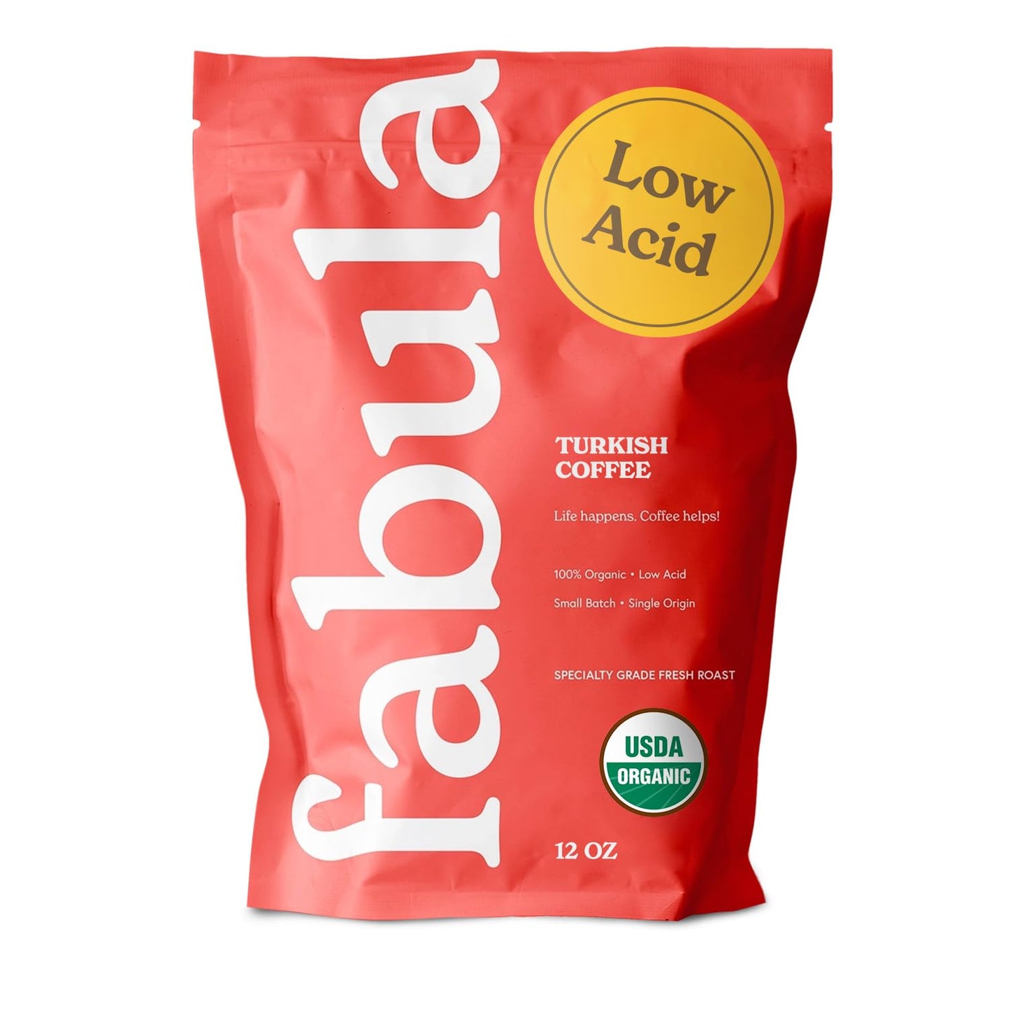 Fabula Buttery Caramel Flavored Organic Coffee Freshly Ground - Organic - Low Acid - Single Origin - Non-GMO - Mold Free - 12 Ounces