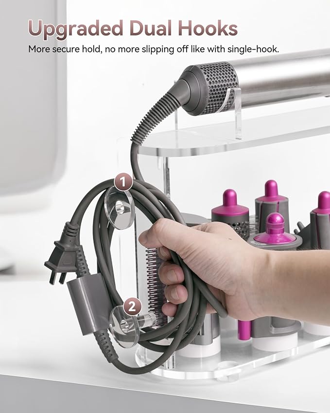 Affogato Storage Holder Compatible with Dyson Airwrap Styler Accessories, Acrylic 6 Holes Countertop Organizer Stand, Desktop Organizer for Storage Long Barrel Attachments for Bathroom