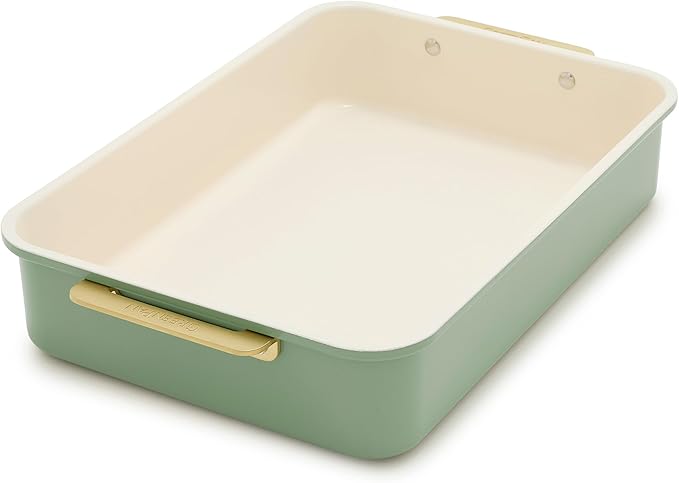 GreenPan Bakeware 13"x18" Half Baking Sheet Pan, Ceramic Nonstick Baking Pan, PFAS & BPA Free, Gold Handles, Durable Steel, Versatile & Space Saving Ovenware, Freezer to Oven Dish, Oxford Blue