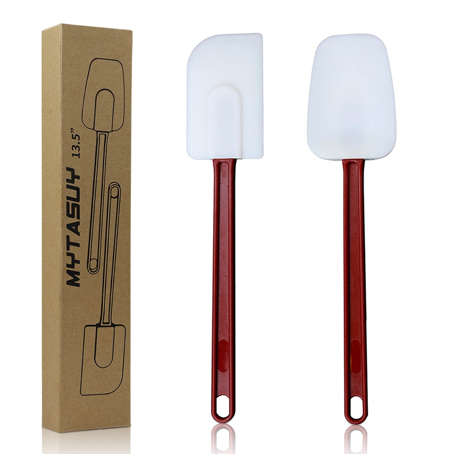 MYTASUY 10 INCH Silicone Spatulas Heat Resistant Heavy Duty Rubber Spatulas Commercial Spatulas Set for Kitchen Use Silicone Cooking Utensils Sets of 2