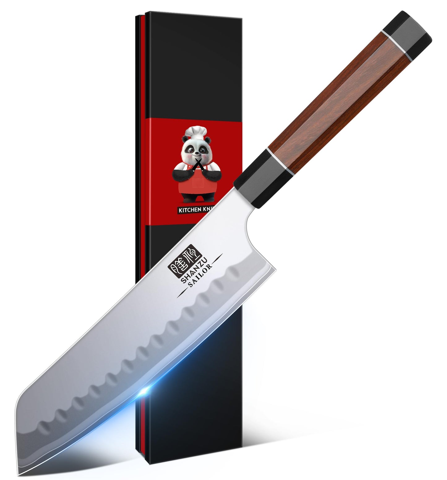 SHAN ZU 3PCS Japanese Knife Set, 9 Layers 10Cr15MoV High Carbon Steel