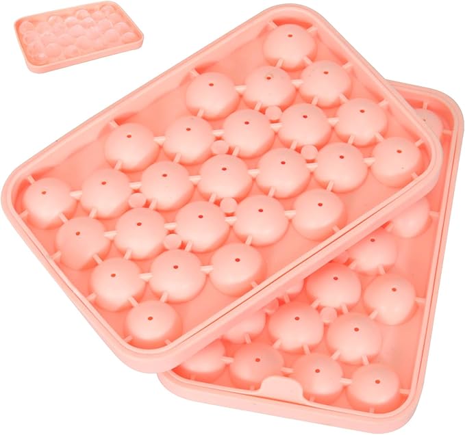 Obsoorth Round Ice Cube Tray 2 Pack BPA Free Silicone Flexible Easy Release 1.1 Inch x 50PCS Small Ice Ball Maker Mold for Whiskey, Cocktail, Chilling (Yellow)