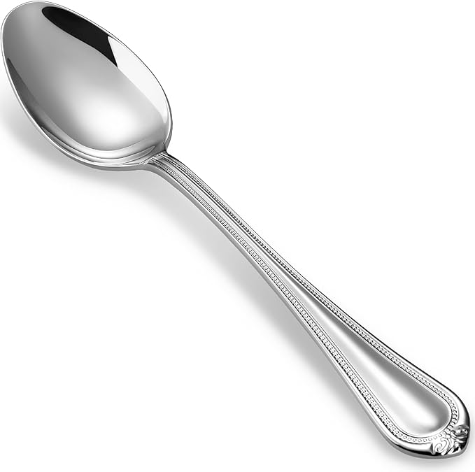 KEAWELL Pearl Edge 4-Piece 9" Serving Spoon Set (Silver, 9" Serving Spoons)