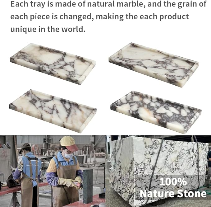 100% Natural Luxury Calaccata Viola Marble Small Hand Towel Tray Holder Organizer, Makeup Bathroom Holder