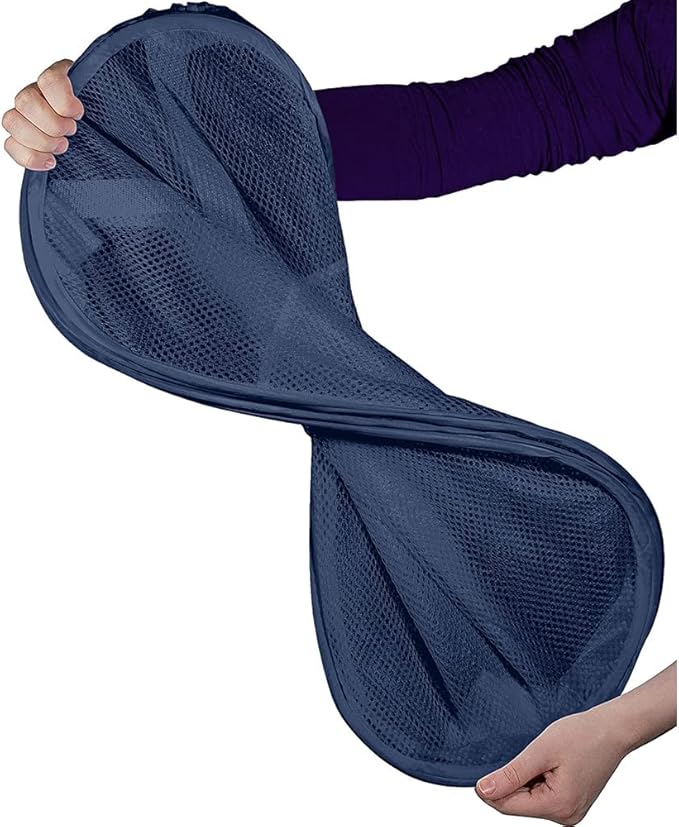 BATTOO Deluxe Strong Mesh Pop up Laundry Hamper Basket with Side Pocket Foldable Hamper for Laundry Room, Bathroom, Kids Room, College Dorm or Travel Navy + Navy