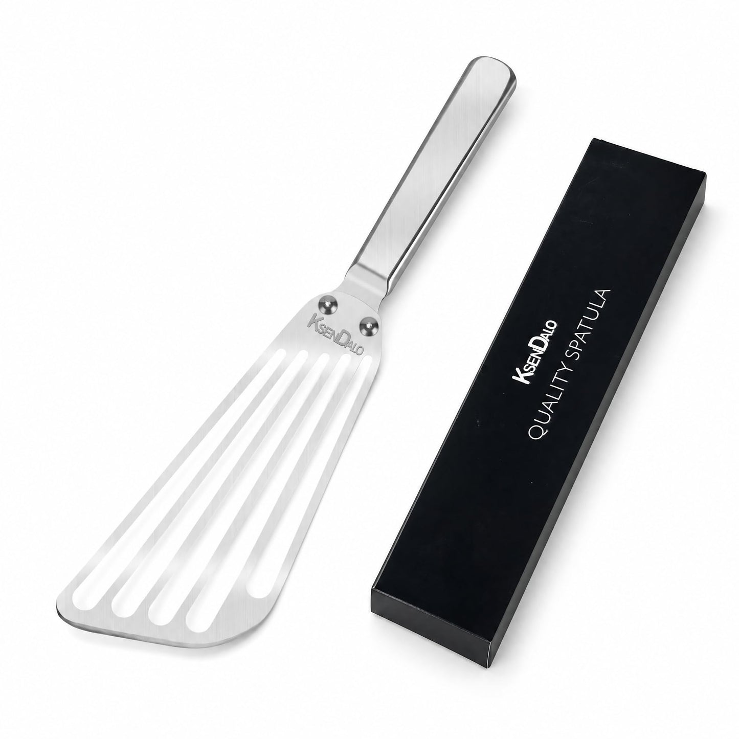 KSENDALO Flexible Fish Spatula Stainless Steel for Kitchen, Silver
