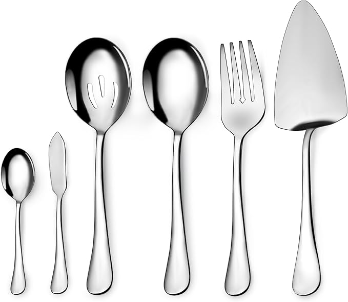Serving Utensil Set,10 piece Serving Utensil with Serving Spoons，Serving Forks，Serving Tongs Soup Ladle and Pie Server Buffet Catering Serving Utensils,Dishwasher Safe (5.5-11.2Inch-Serving Set-10pcs)