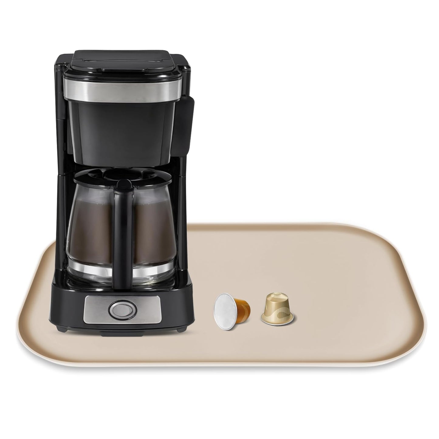 Silicone Coffee Maker Mat with Lip for Countertops, 24'' x 16'', Grey