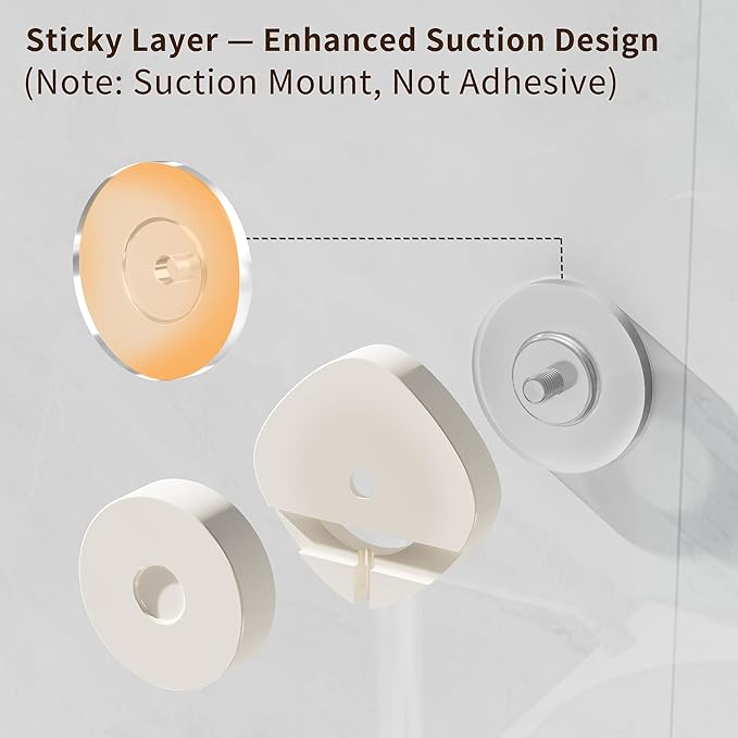 KEGII Shower Caddy Suction Cup with Hooks, Large Capacity Shower Suction Shelf, Heavy Duty Bathroom Organizer, No Drilling Stainless Steel Shampoo Holder for Bathroom Storage, Cream White