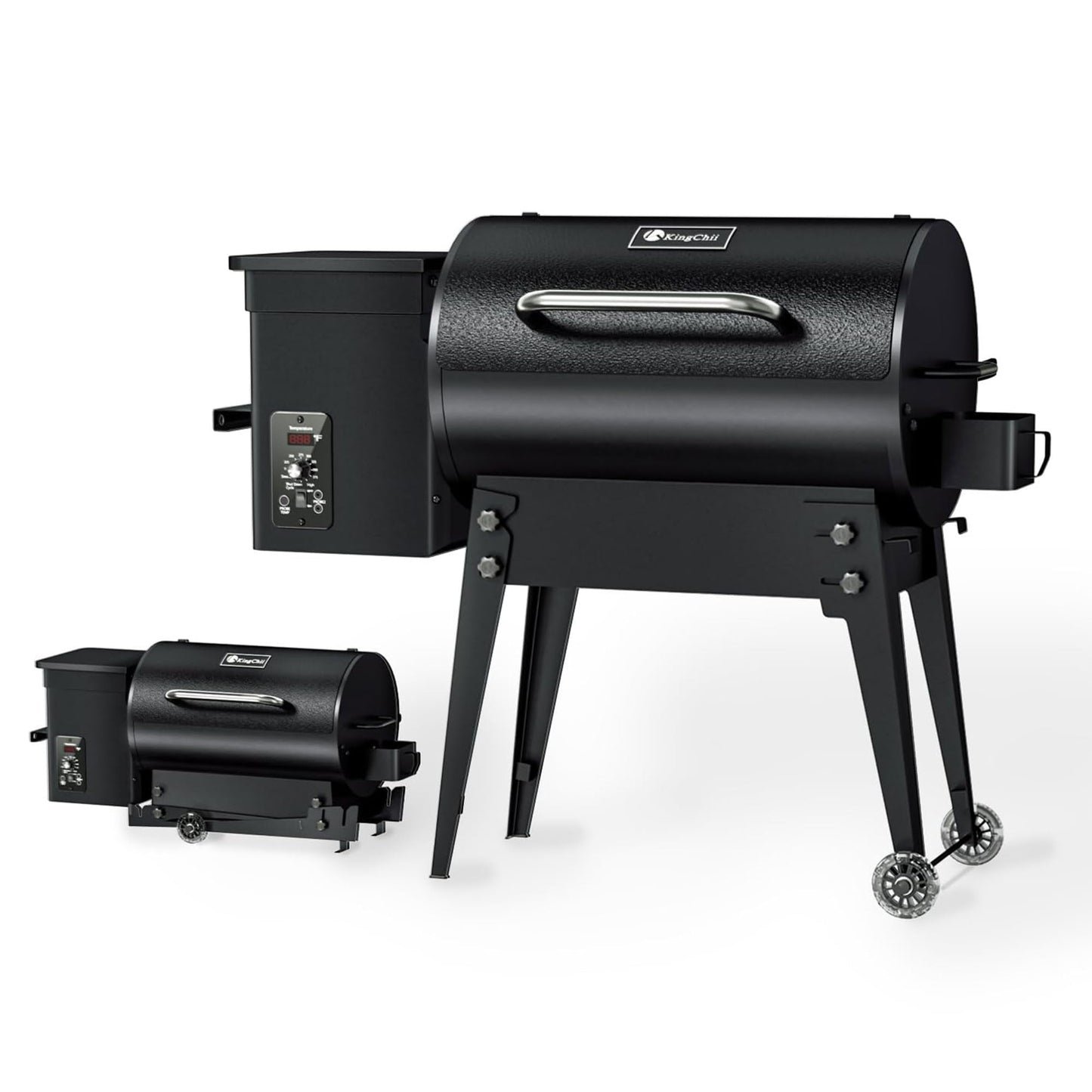 Electric Wood Pellet Grill & Smoker with Foldable Legs, 456 SQ.IN Grill Capacity, 11LB Pellet Hopper, PID Temperature Control 180-425°F, Portable Foldable Design for Backyard Camping Bake and Roast