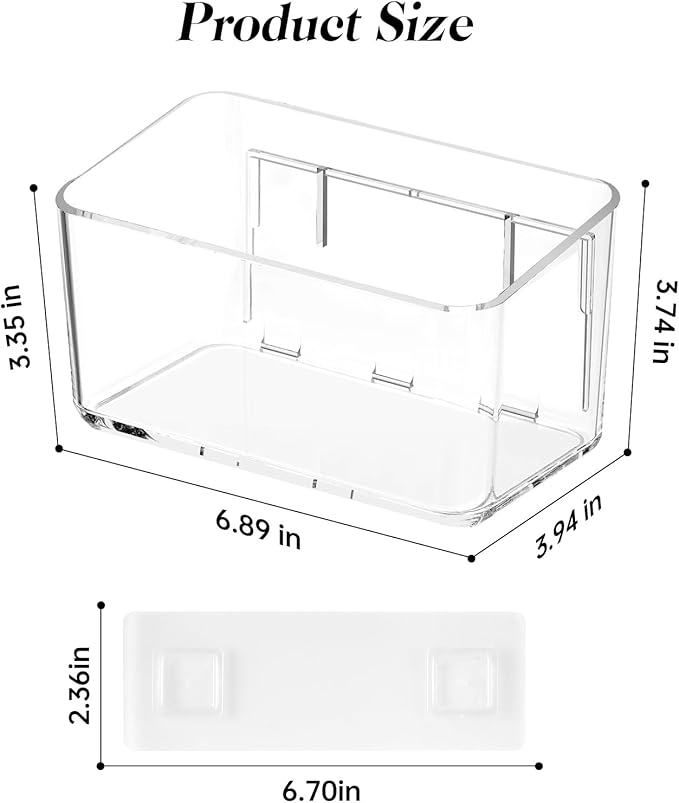 2 Pack Clear Shower Shelf, Adhesive Bathroom Shower Shelves, Wall Mounted Bathroom Shower Organizer, No Drill Shower Shelves with Self Adhesive Tape, Transparent