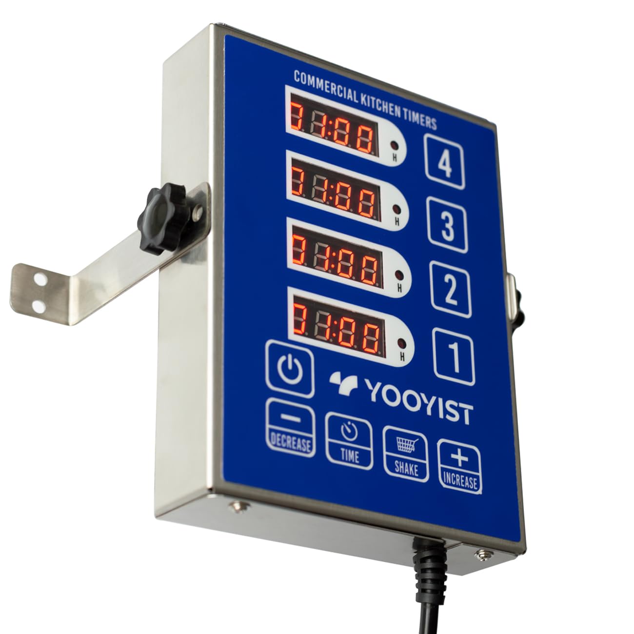 YOOYIST Precision Kitchen Timers for Cooking – 4 Channel Commercial Kitchen Timer Restaurant Kitchen Supplies – Stainless Steel Digital LED Chef Cooking Timer – Reminder Function, Loud Alarm, Black