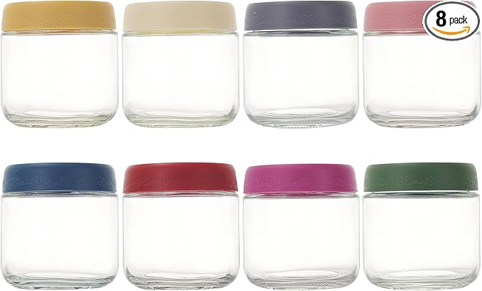 10 OZ 8Pack, Overnight Oats Jars with Lids, Glass Meal Prep Containers, Airtight Mason Jars for Breakfast, Yogurt Parfait, Salad & Smoothies, Leakproof and Reusable Food Storage Jars