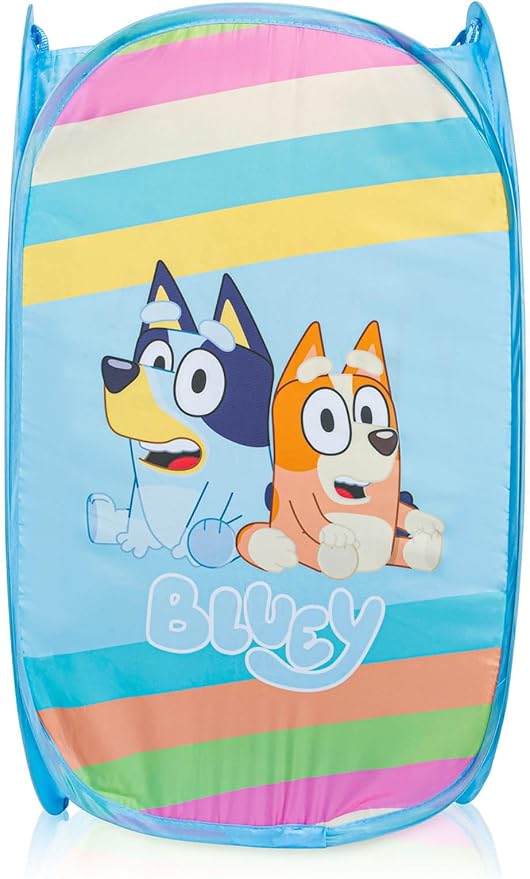 Bluey Pop Up Hamper - Bluey and Bingo Mesh Laundry Basket/Bag with Durable Handles - Storage for Clothes and Toys