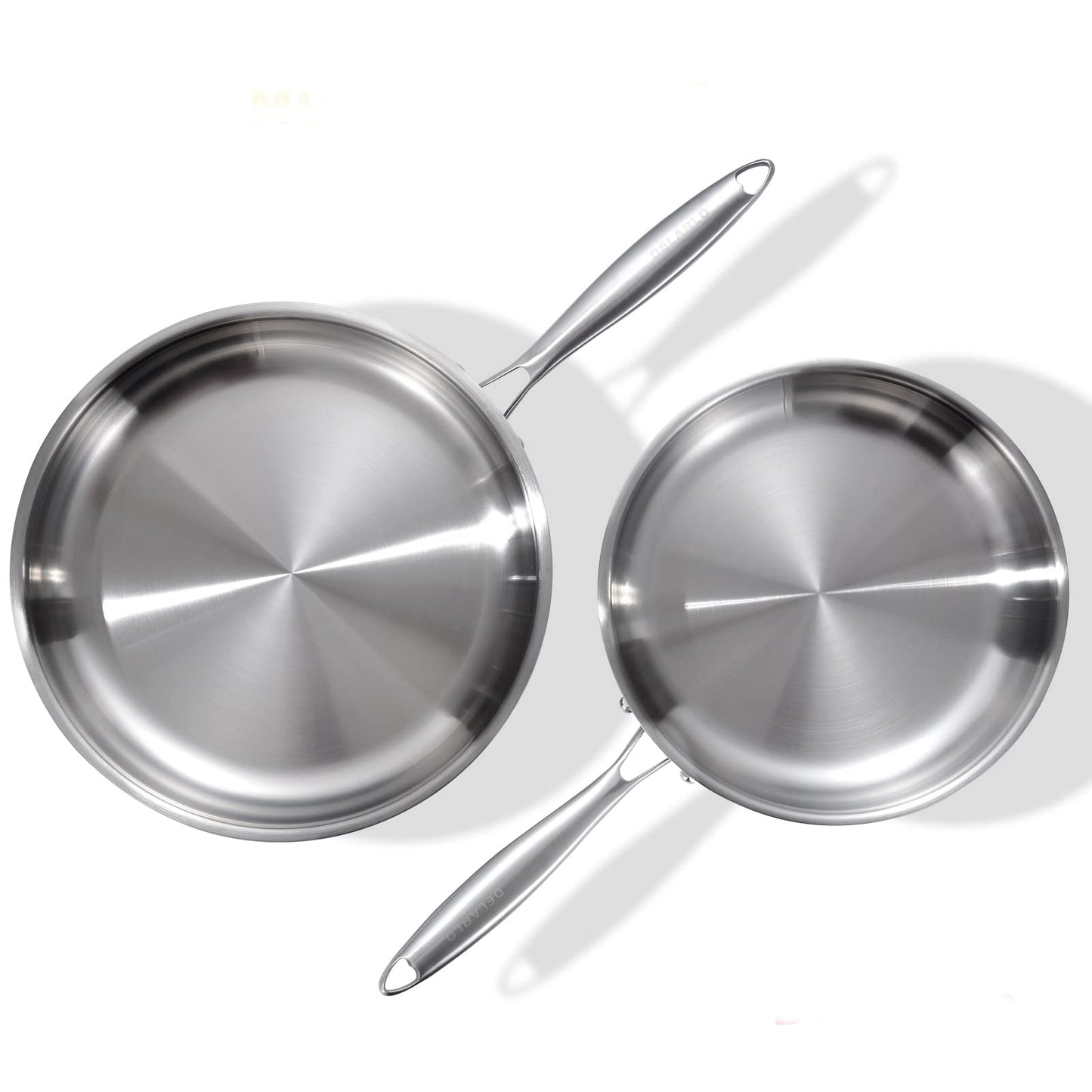 DELARLO Tri-Ply Stainless Steel Pan,18/10, 8",10,12"