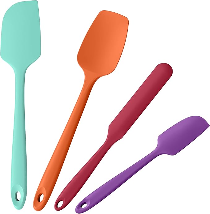 Doosu 600°F Heat Resistant Silicone Spatula Scrapers (Set of 3, Black)