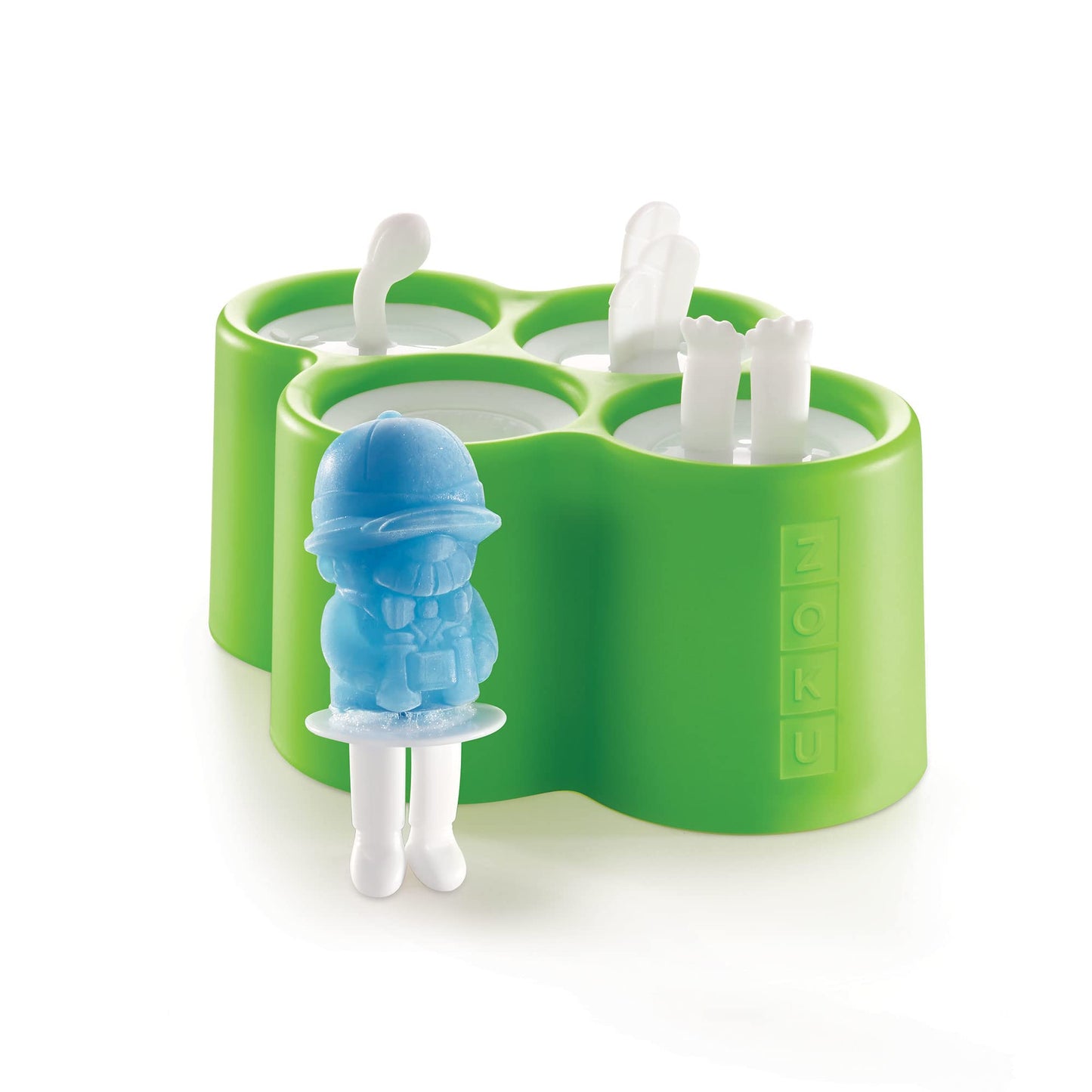 Zoku Polar Pop Molds, 5 Different Explorer Friends and Polar Explorer-Shaped Popsicle Molds in One Tray, Easy-Release, BPA-Free