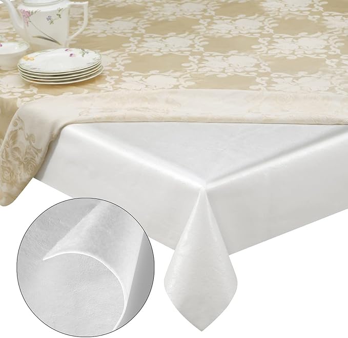 tablecloths by design - Quality Table Pad Protector, Superior Protection from Spills, Scratches & Heat - Reusable Vinyl Table Cloth with Cushion Flannel Backing (126" L x 54" W)