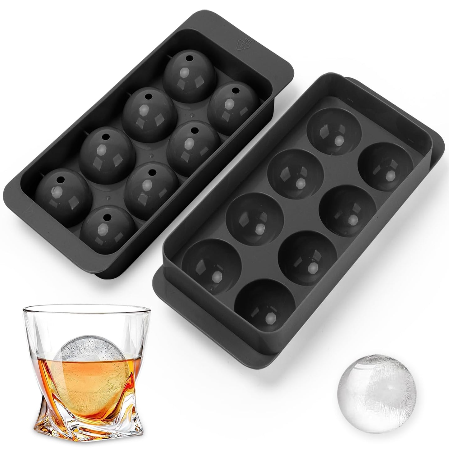 Aibirui 1.8" x 8 Ices,Round Ice Cube Mold,Round Ice Cube Trays for Freezer