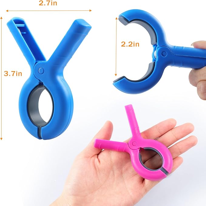 8 Pcs Beach Towel Clips for Beach Chairs, Towel Holder for Beach Chair Pool Chair on Cruise, Jumbo Size Heavy Duty Clothes Pins, Beach Chair Clips to Keep Your Towel from Blowing Away (Pink, Blue)