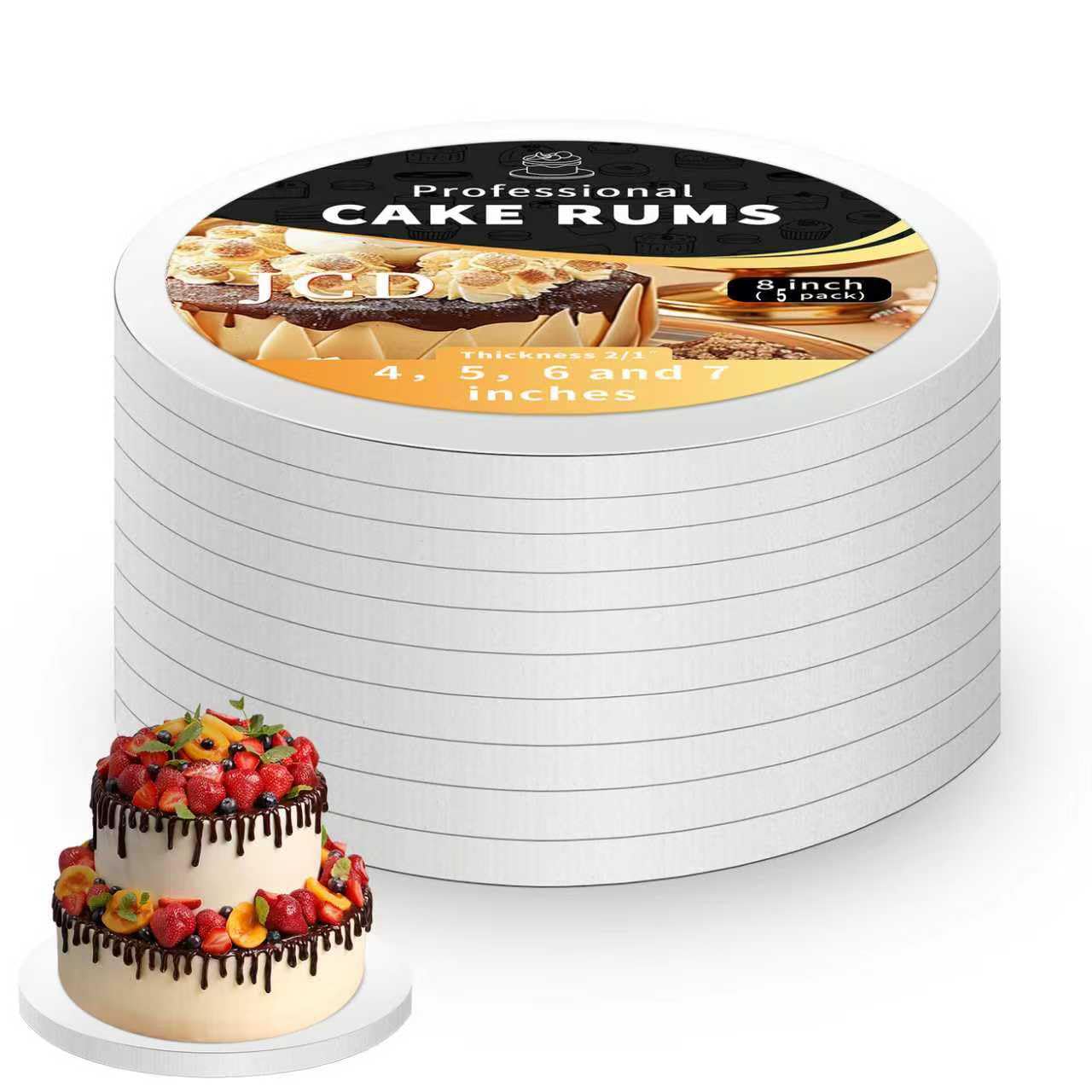 5Pcs Cake Boards 12 Inch Round - Sturdy 1/2 Inch Cake Drum, Food Grade Cake Rounds,Multiple Layers of Corrugated Cardboard for Heavy or Multi Layer Cakes for Birthdays,Weddings, Parties (12inch/5pcs)