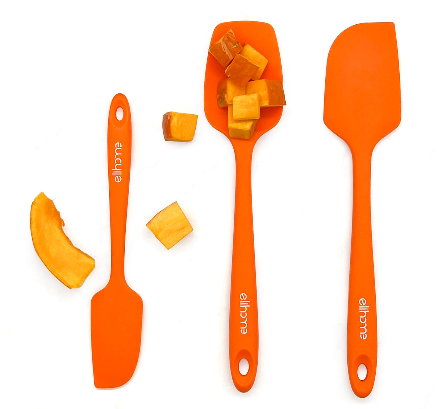Elihome Chef Series 3 Piece Silicone Spatula Set - 600°F Heat Resistant Non Stick Rubber Kitchen Scraper Spatulas for Cooking, Baking, and Mixing – BPA Free and LFGB Certified Silicone (Grey)