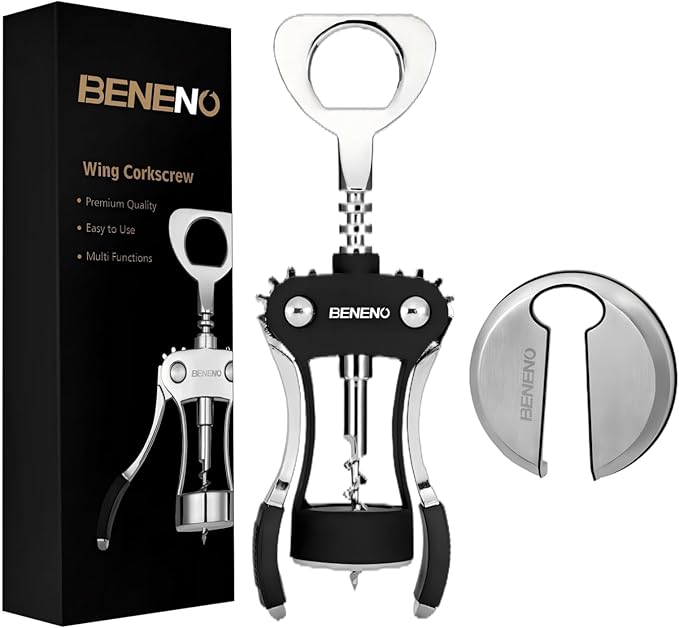 Beneno Wine Opener, Premium Wing Corkscrew Wine Bottle Opener, Dark Green