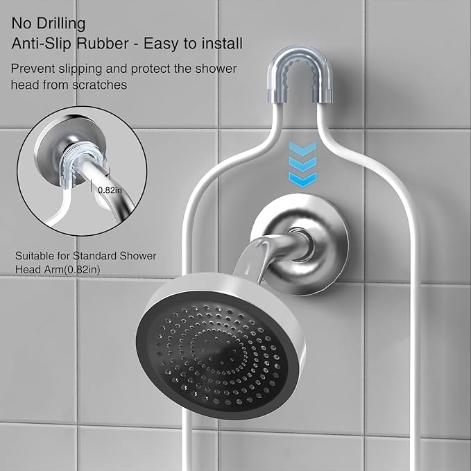 Over Head Shower Caddy - Bathroom Shower Organizer with Soap Holder & 6 Hooks for Towels, White, 76L Capacity, Hanging Mount, Rust Resistant