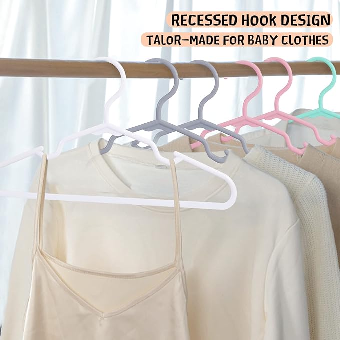 Baby Kids Hangers for Closet - 11.6 Inch 60 Pack Plastic - Children Infant Toddler Hangers for Clothes (Mix Color)