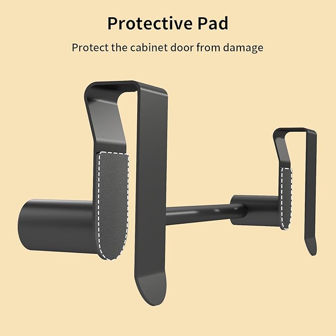 YUMORE Matte Black Over Door Towel Rack, Stainless Steel Over Cabinet Cupboard Towel Bar Kitchen Bathroom Towel Holder, Storage Dish Towel Holder, 2 Pack,