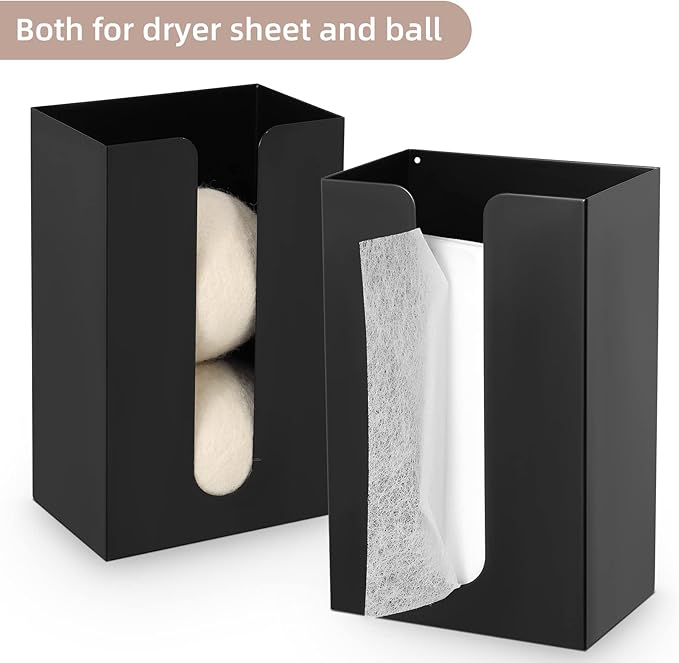 SUBEKYU Magnetic Dryer Sheet Holder for Laundry Room ,Dryer Sheet Container,Iron Dryer Sheet Dispenser for Laundry Storage and Organizition, Wall Dryer Sheet Box,Fabric Sheet Holder,Black