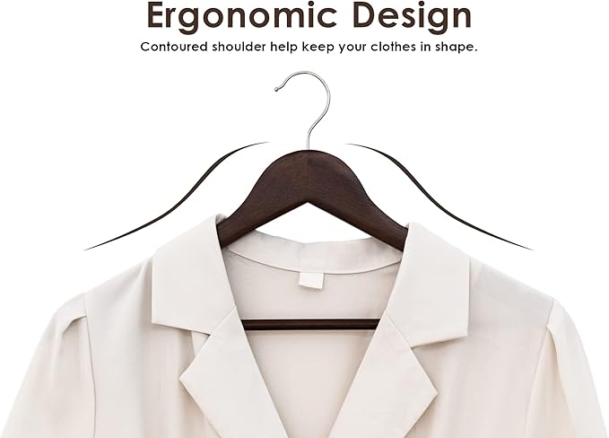 StorageWorks Wooden Coat Hanger, Wood Clothes Hangers, Walnut Brown, 0.5" T (20 Pack)