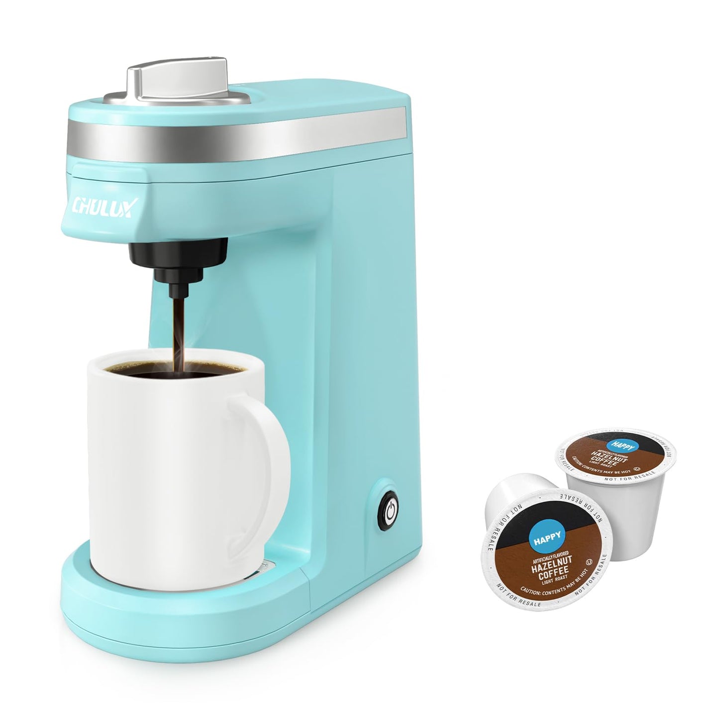CHULUX Mini Single Serve Coffee Maker, Portable Pod Coffee Machine, White