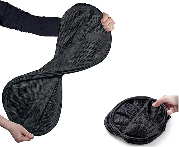 BATTOO Deluxe Collapsible Laundry Baskets Mesh Pop Up Hampers for Laundry with Side Pocket Reinforced Handles for Laundry Room, Bathroom, Kids Room, College Dorm or Travel Black