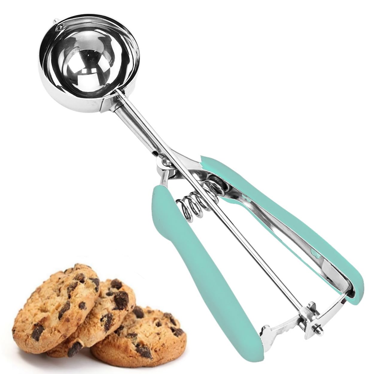 Cookie Scoop, Ice Cream Scoop, 1Tbsp/15 ml/0.5oz Cookie Scoops for Baking, 18/8 Stainless Steel Cookie Scooper for Baking, Cookie Dough Scoop with Non-slip Grip (Red)