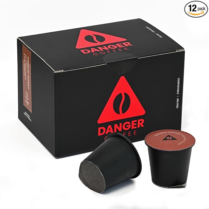 Danger Coffee Compostable Pods by Dave Asprey | Medium Roast | 12 Pods
