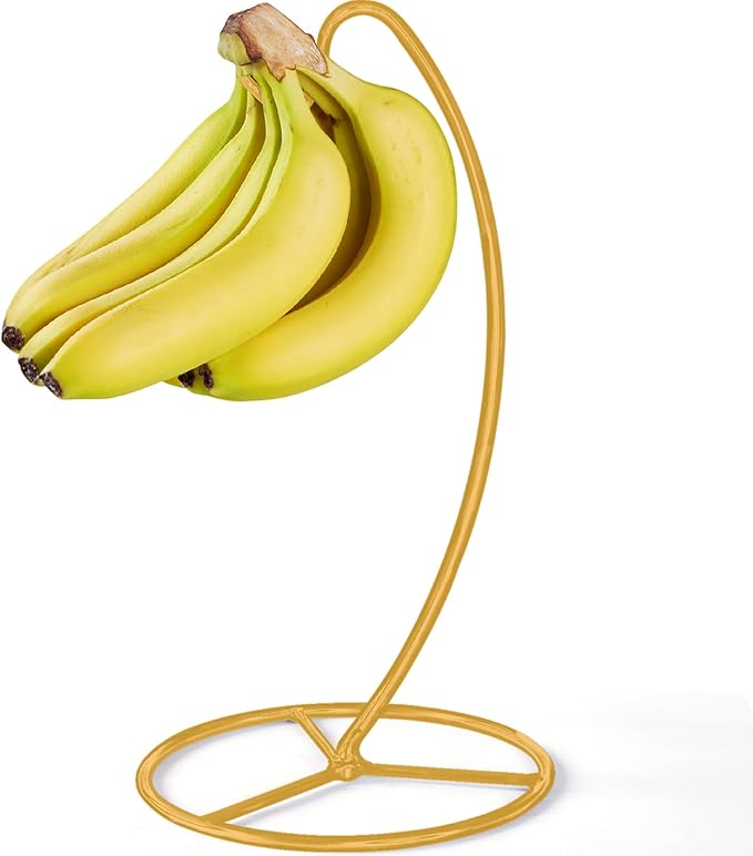 Banana Holder Stand, Banana Hanger Stand Black, Metal Bananas Tree Hanger to Keep Bananas Fresh Gold