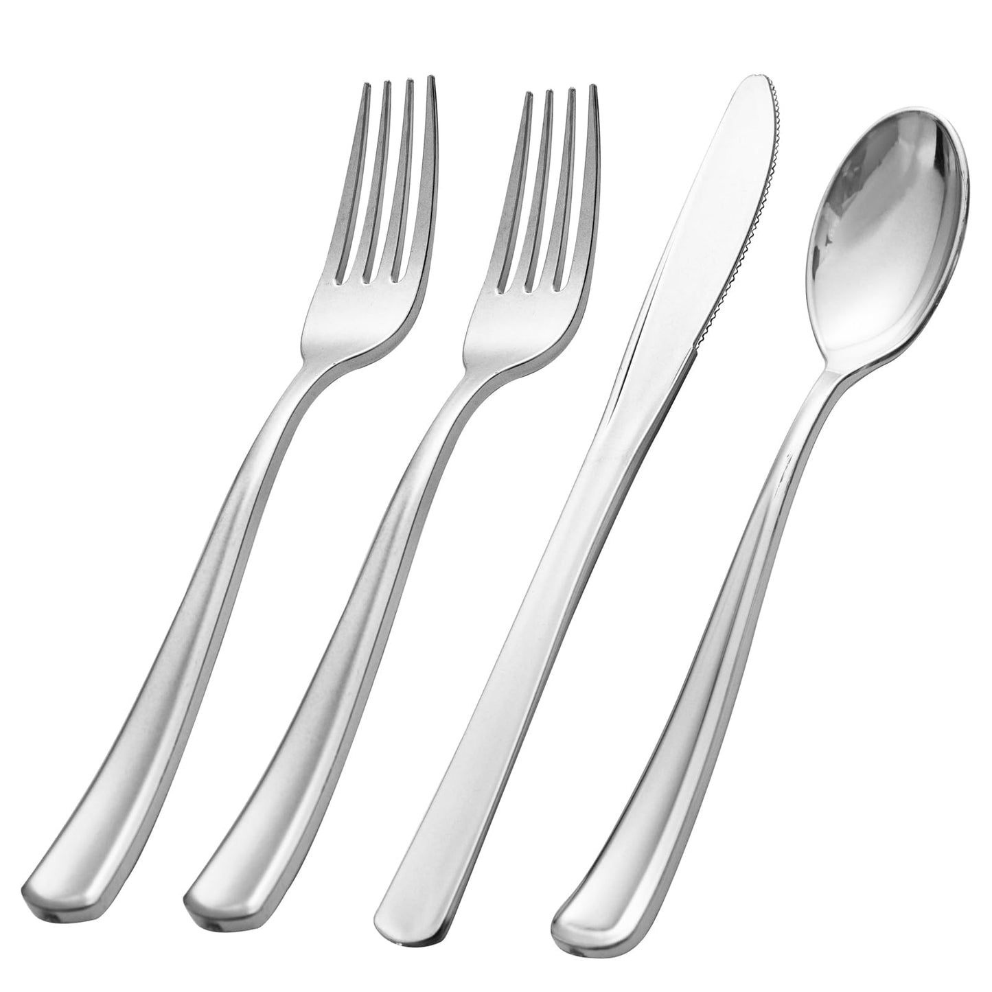 WDF300 Pieces Gold Plastic Silverware - Heavy Duty Disposable Cutlery Set Plastic Gold Silverware Set Includes 100 Forks, 100 Spoons, 100 Knives for Party/Baby Shower/Wedding/Birthday