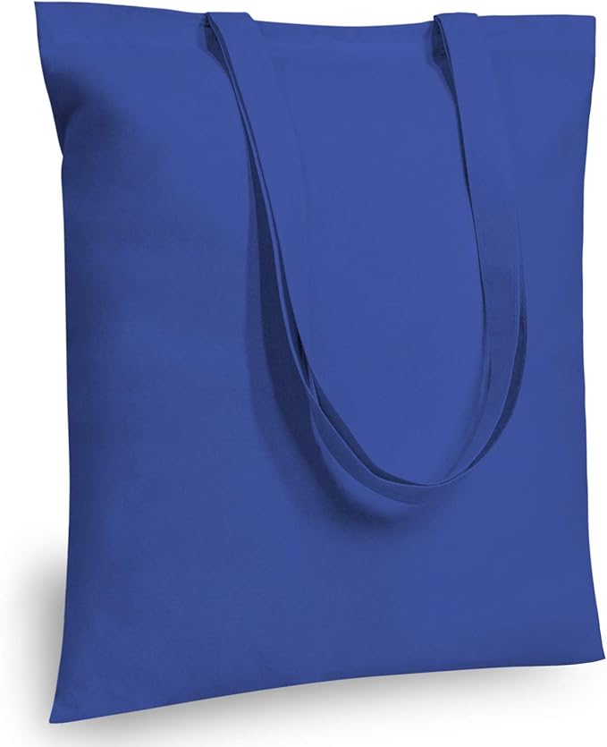 TOPDesign 24-Pack Economical 16"x15" Blue Cotton Tote Bag, Lightweight Medium Reusable Grocery Shopping Cloth Bags, Suitable for DIY, Advertising, Promotion, Gift, Activity