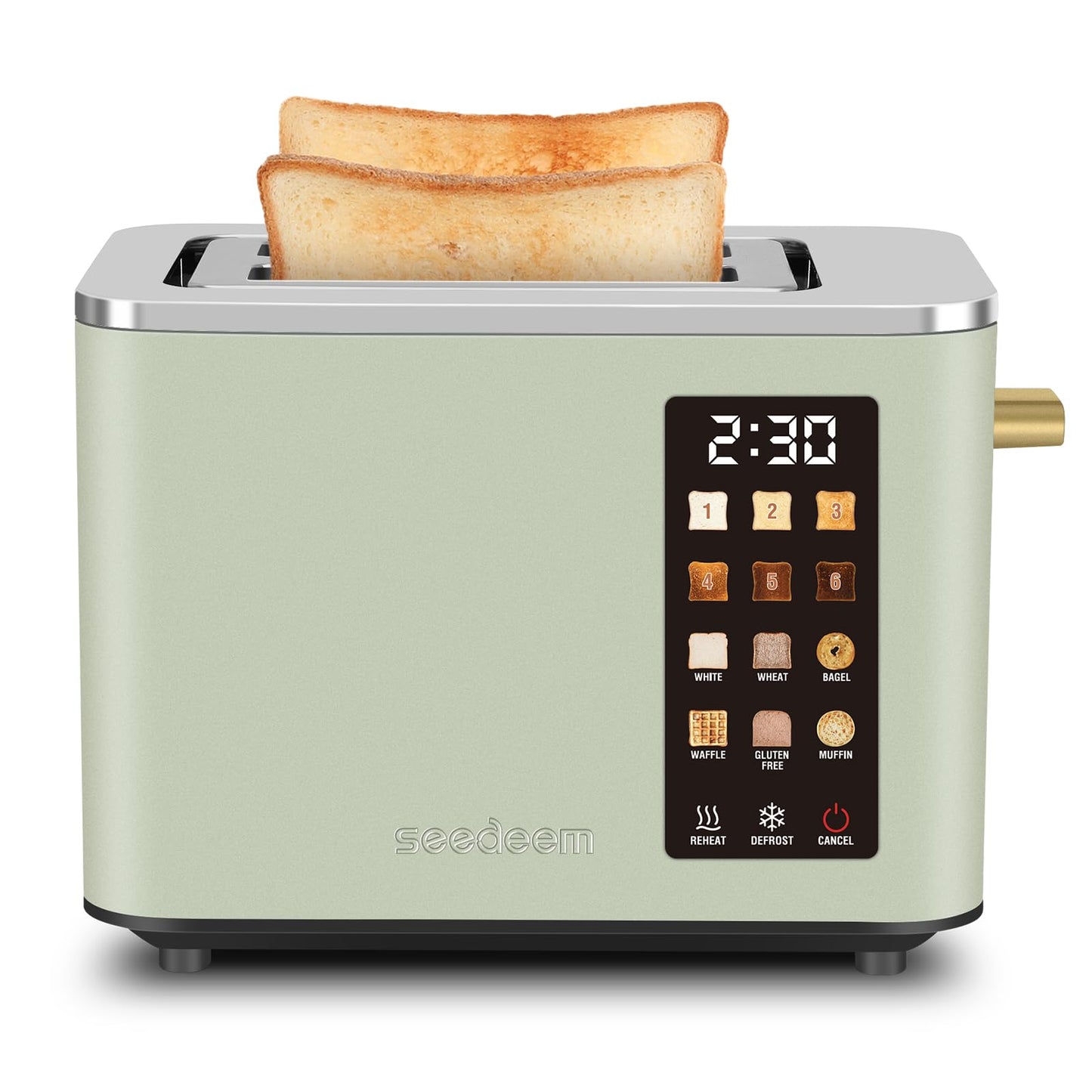 SEEDEEM Touchscreen Toaster 2 Slice, Stainless Steel, 6 Shade, 900W, Green