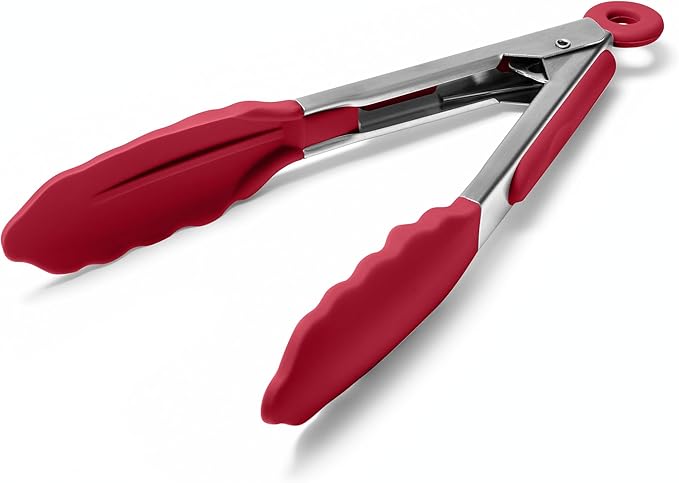 Doosu Kitchen Tongs with Silicone Tips for Cooking Serving (16in, Aqua Sky)