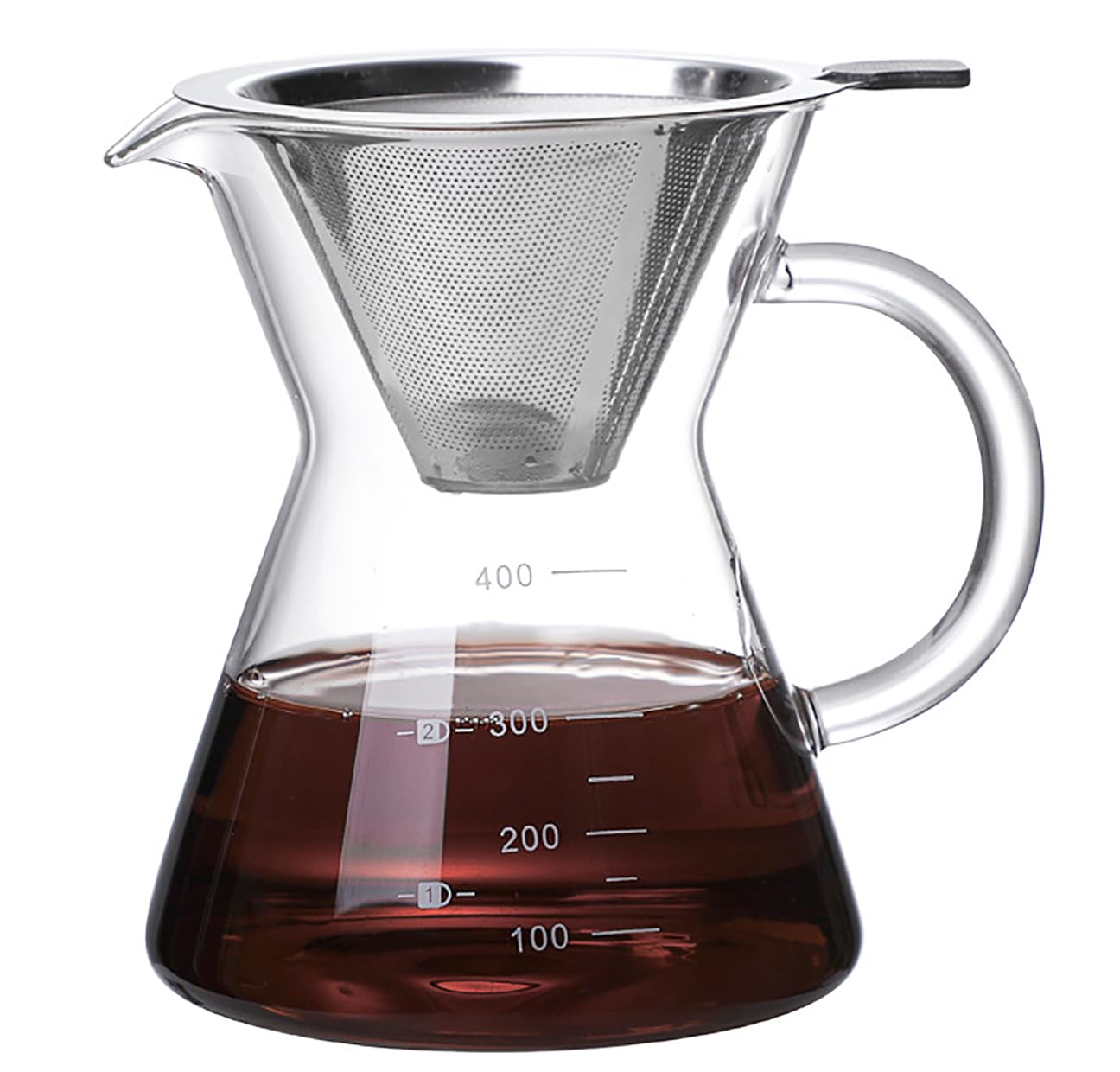 COFISUKI Upgrade Glass Coffee Dripper/Filter - Glass Pour Over Coffee Cone with Walnut Stand with Holder, Drip Coffee Maker Funnel Accessories for Home or Office, 1-5 Cups