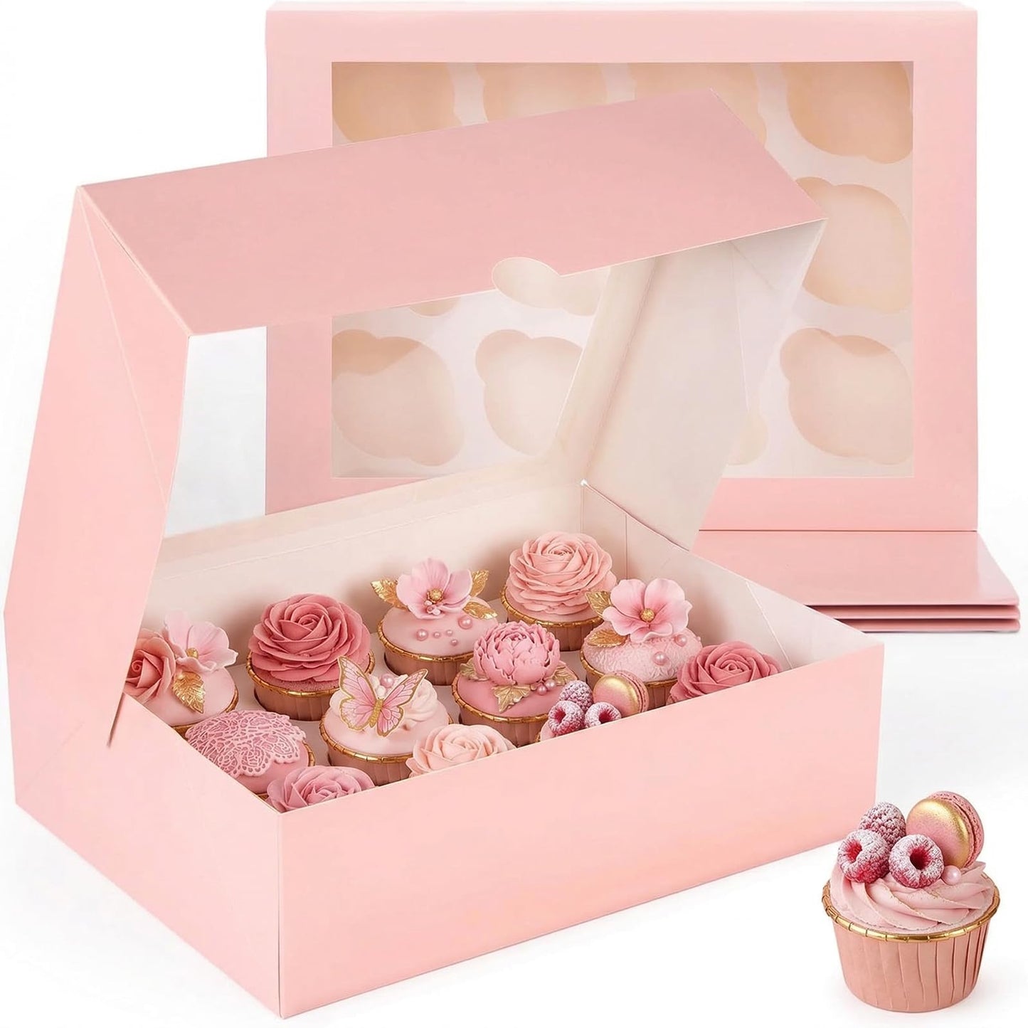 VGOODALL 6 PCS Cupcake Containers, 12 Count Cupcake Holders with Window