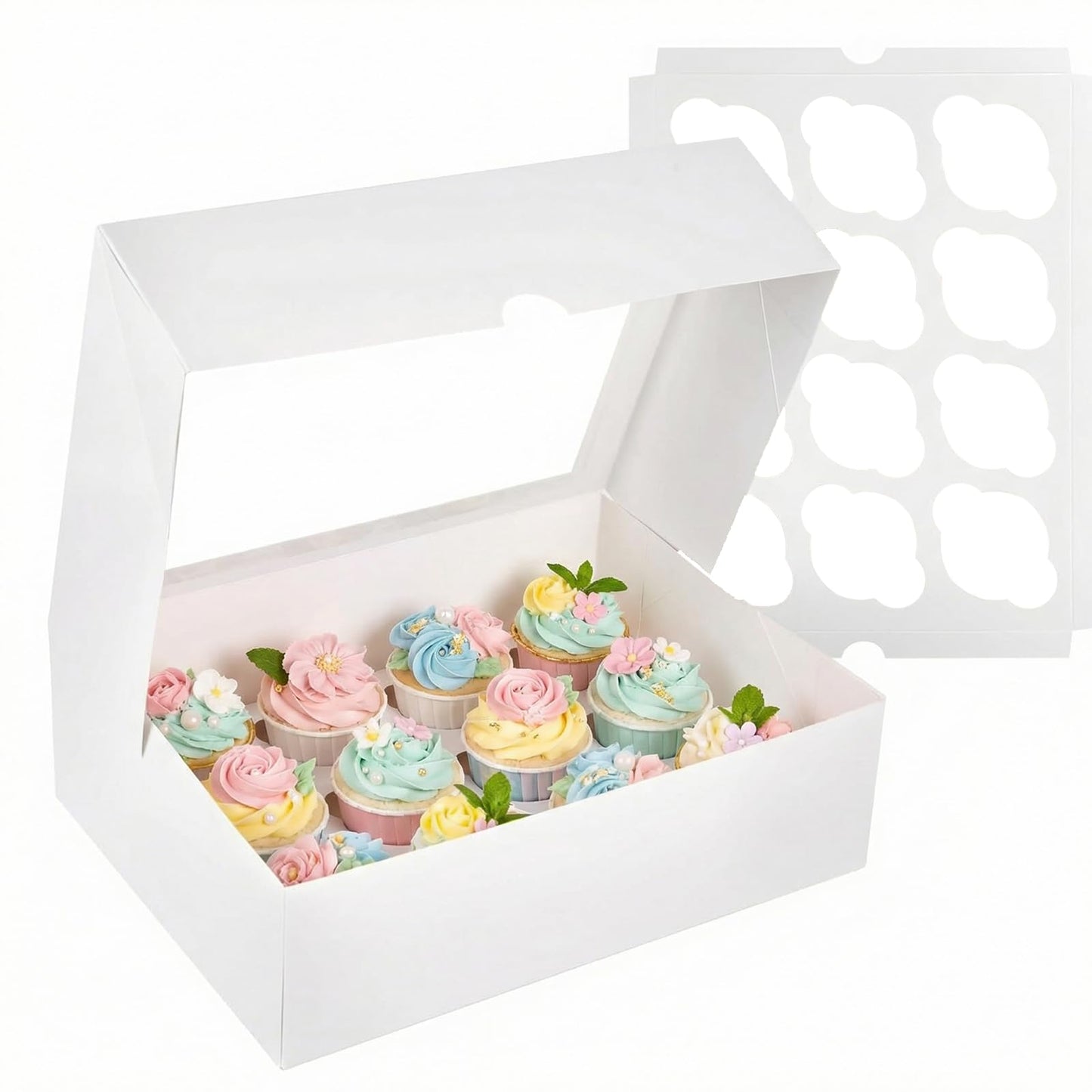 VGOODALL 6 PCS Cupcake Containers, 12 Count Cupcake Holders with Window