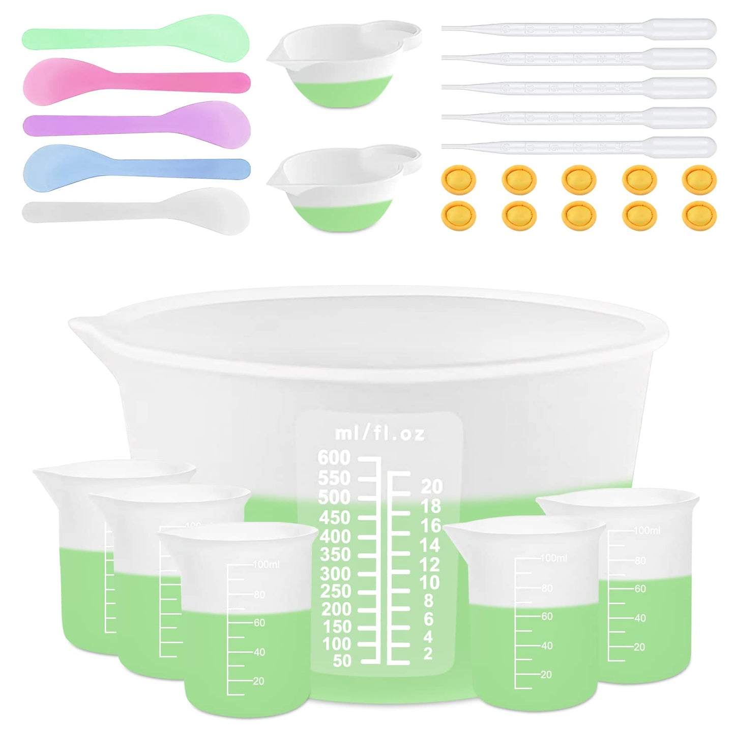 Silicone Measuring Cups for Resin Supplies,Resin Kit for 250ml &100ml Non-Stick Mixing Cups,Silicone Cups for Resin Molds,Epoxy Resin Cups,Cooking,Casting Molds,Jewelry Makin,DIY Crafts
