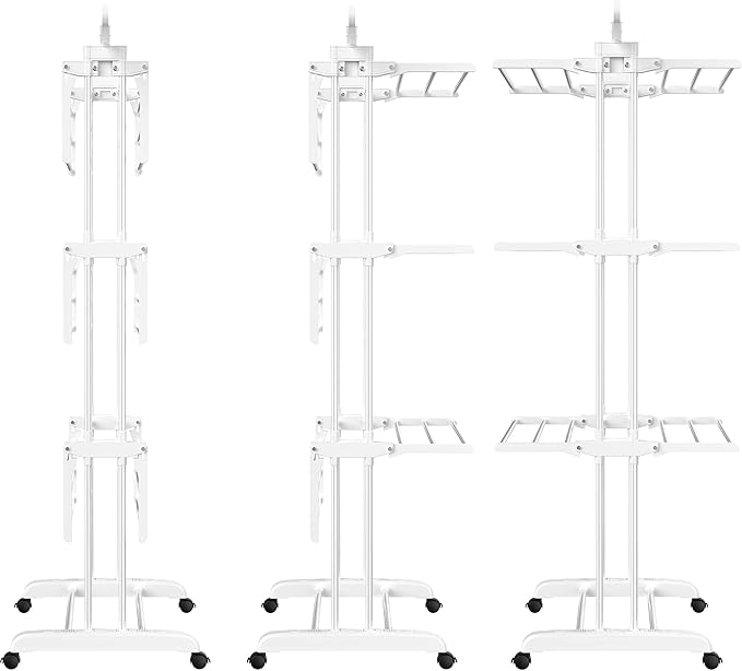 HOMIDEC Clothes Drying Rack, Large 4-Tier Foldable Drying Rack Clothing(67.7H x 19.7W x 30L Inches), Movable with 4 Castors. Multifunctional Stainless Steel Laundry Drying Rack, White