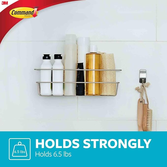 Command Shower Caddy with Water Resistant Strips, Organize Your Bathroom, Easy to Open Packaging Bathroom Decor